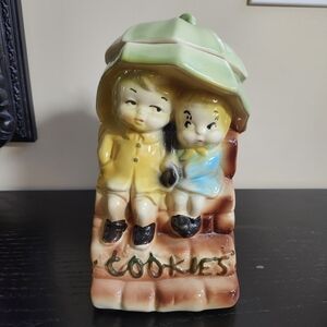 Vintage American Bisque Umbrella Kids Cookie Jar 1950's